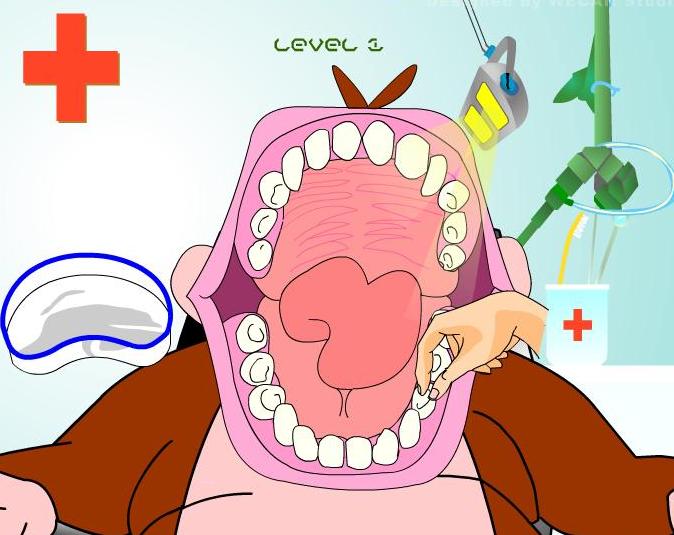 لعبة طبيب الأسنان يعالج اسنان الغوريلا